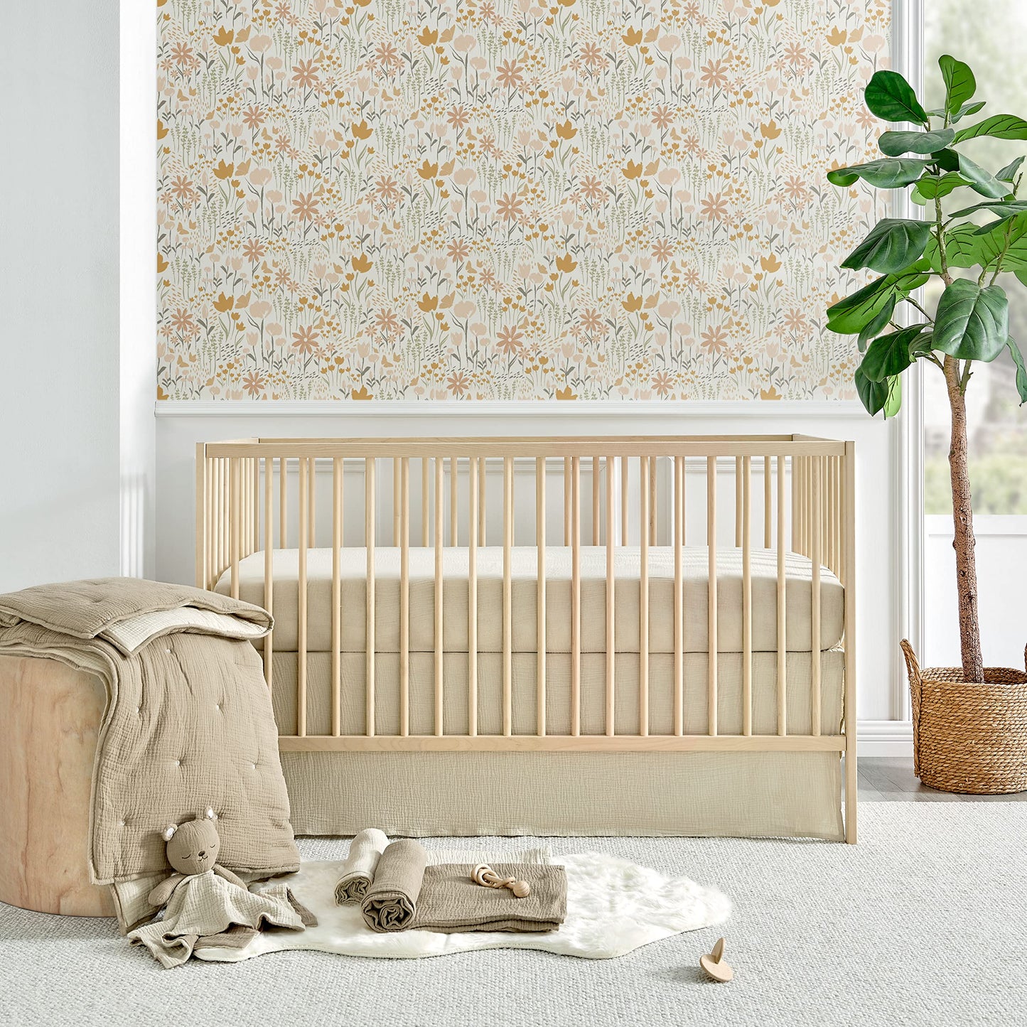 Levtex Baby - Cloud Muslin Crib Dust Ruffle - Baby Nursery - Beige Textured Muslin - Dust Ruffle (52x28+16)