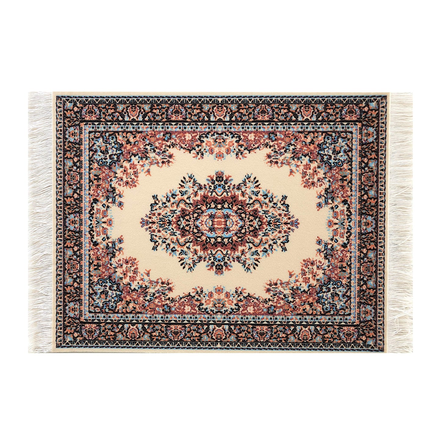 Set of 2 Dollhouse Area Rugs - Miniature Carpet Accessories for Doll Houses, 10 x 7 Inch Rectangular Floor Décor, Oriental Style