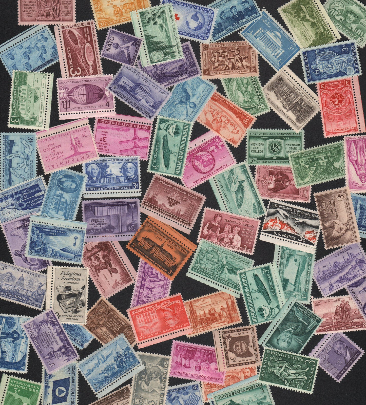 Issued by the United States Postal Service. Stamp Collecting! Big lot of 75 Vintage US Postage Stamps - Mint Condition ~ (Reference Picture only)