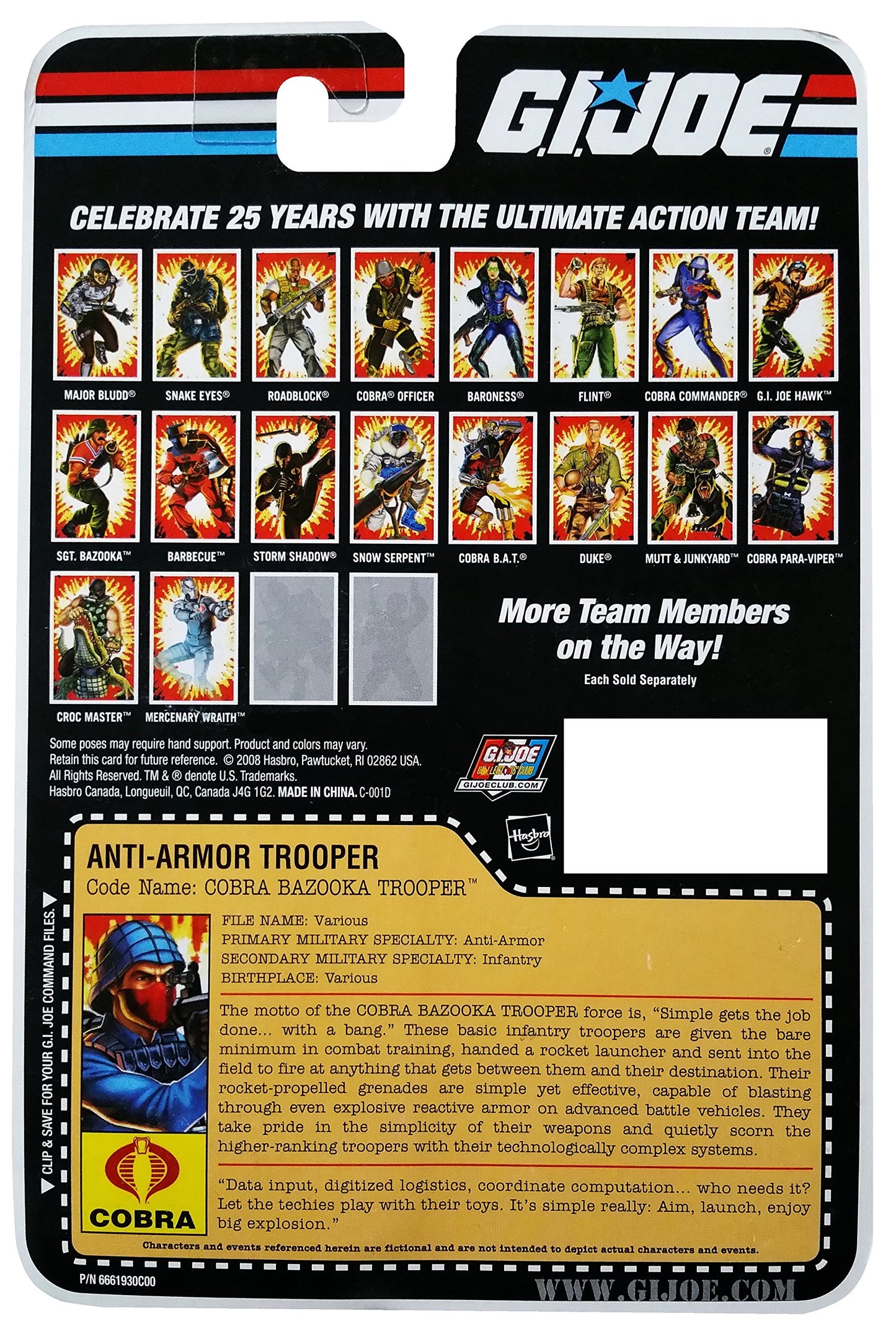 G.I. Joe 25th Anniversary Comic Series Cardback: Cobra Bazooka Trooper (Anti-Armor Trooper) 3.75 Inch Action Figure