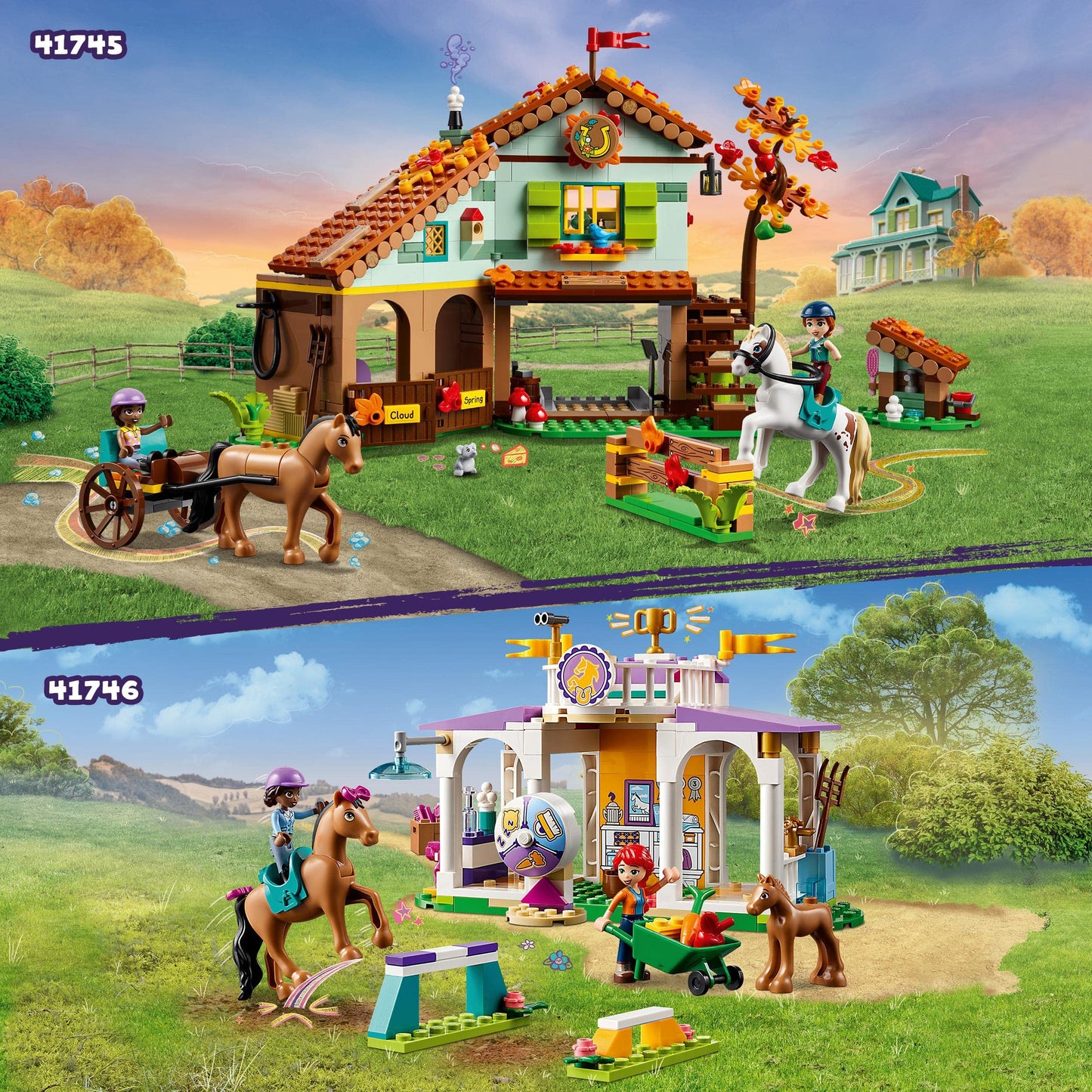 Lego Friends Autumn’s Horse Stable 41745 Building Toy, Role-Play Fun for Kids Ages 7+, with 2 Mini-Dolls and 2 Horses, Carriage and Riding