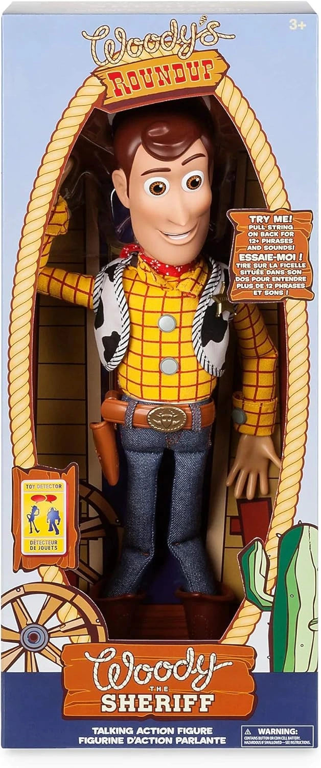 Disney Store Official Sheriff Woody Talking Action Figure from Toy Story, Features Sounds and Phrases from the Movies, Interacts with Other Figures