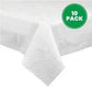 PLASTICPRO Disposable 3 Ply Paper & Plastic Tablecloth Absorbent, Waterproof, White Table Cover for Rectangle Tables fits 6-8 Foot Tables Size: 54'' X