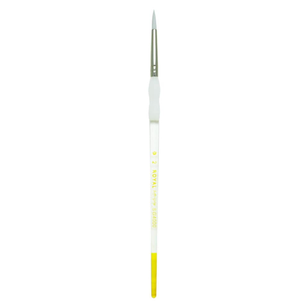 Soft-Grip White Taklon Round Brush-Size 4