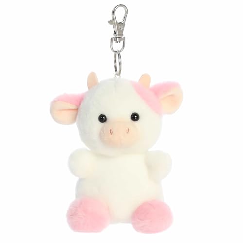 Aurora® Adorable Palm Pals™ Belle Strawberry Cow™ Clip-On- Fun Collectible Plush for Kids and Adult Collectors - Perfect for Backpacks and Birthday