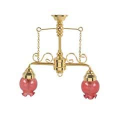 Houseworks, Ltd. Dollhouse Miniature Two Arm Chandelier with Rosy Shades