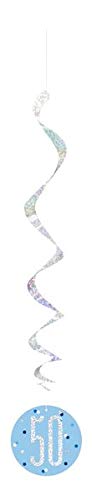 Unique 83800 Blue Prismatic 50th Birthday Hanging Decorations,32" 6 Pcs, Age 50