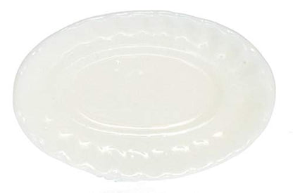 Dollhouse Miniature White Porcelain Platter with Fluted Rim