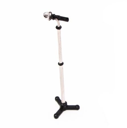 Black Dollhouse Decoration Accessories, 1:12 Dollhouse Miniature Scene Model Microphone with Stand Play Toy, Decortion, Dollhouse Furniture, Doll's