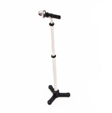 Black Dollhouse Decoration Accessories, 1:12 Dollhouse Miniature Scene Model Microphone with Stand Play Toy, Decortion, Dollhouse Furniture, Doll's