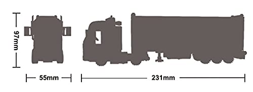General Jim's Black Semi Truck Building Blocks Set - 231mm Highly Detailed Model - Realistic Black Cab, Gray and Yellow Trailer, Mirrors, Exhaust