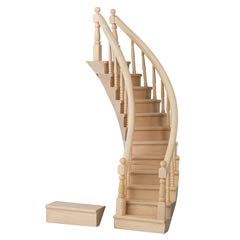Handley House Dollhouse Miniature Assembled Left-Curve Staircase