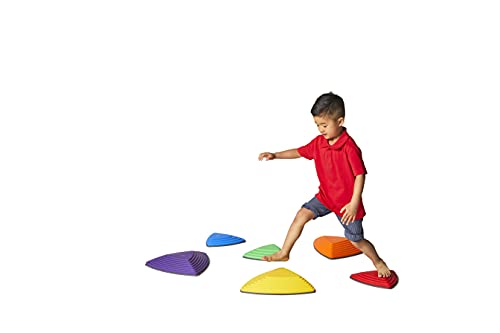 GONGE River Stones - The Original Kids Play Stepping Stones for Balance and Coordination, Non-Slip bottom, Stackable, for Indoor and Outdoor, Set of 6