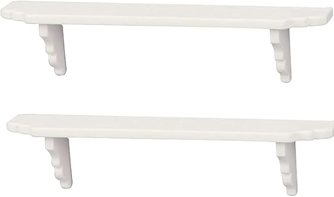 2 Pcs White Dollhouse Wall Shelf,1:12 Scale Miniature Dollhouse Accessories,Doll House Storage Wall Shelf for Kitchen Scene Décor Accessories,DIY