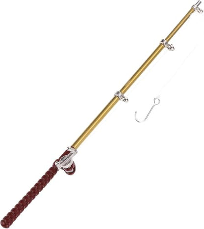 Gold Miniature Fishing Pole, 1/12 Scale Gold Dollhouse Decoration Accessories, Dollhouse Decor for Landscapes and Dioramas