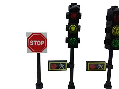 Road Signs, Traffic Lights, Post Box, Building Bricks Play Toys Miniature Traffic City Street Village 36 Piece Educational Learning Gift MOC Hobby