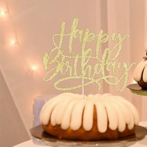 Kaoenla Happy Birthday Cake Topper-handwork Golden happy birthday cake Decor,Birthday/Anniversary cakes Selected decorative