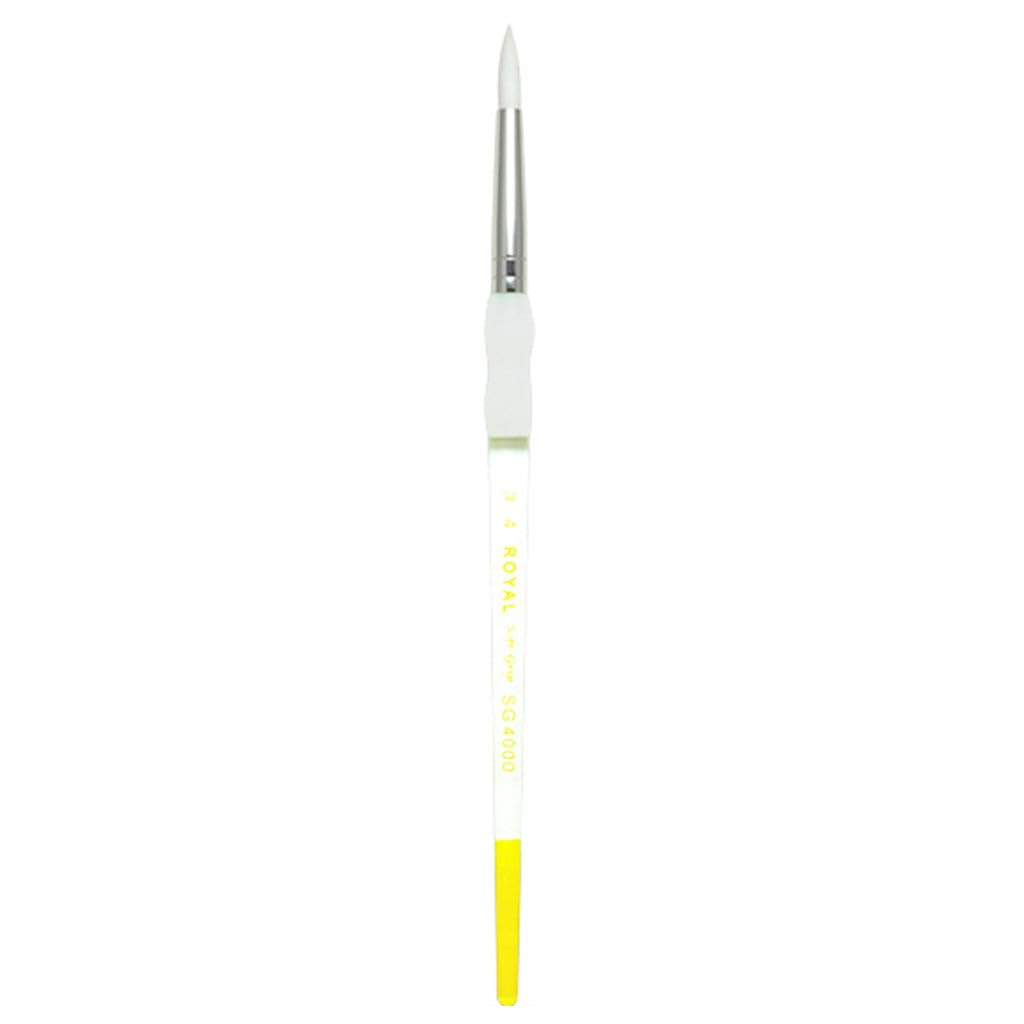 Soft-Grip White Taklon Round Brush-Size 4