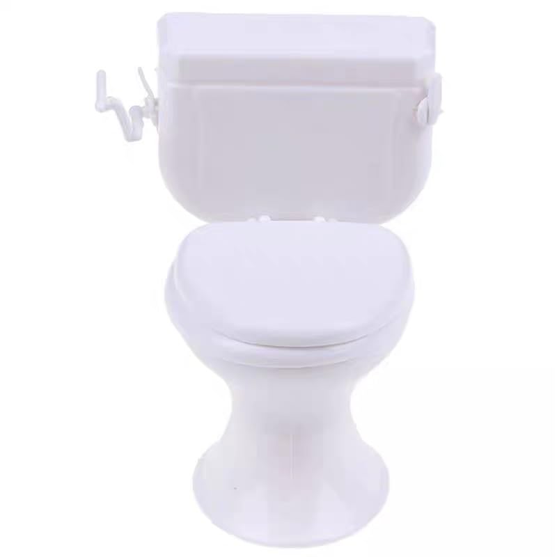 White Dollhouse Furniture Model Bathroom Miniature Toilet for Doll Miniature Bathroom Accessory Furniture