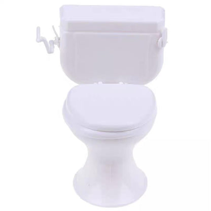 White Dollhouse Furniture Model Bathroom Miniature Toilet for Doll Miniature Bathroom Accessory Furniture