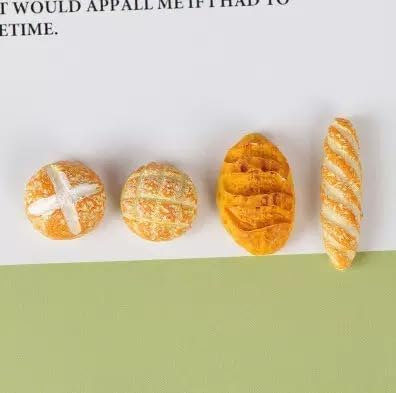 Miniature Bread, 4Pcs 1/12 Miniature Bread Dollhouse, Resin Mix Bakery Bread Mini House Food Decoration Accessories