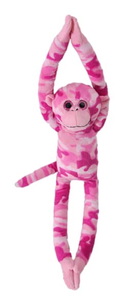 The Petting Zoo, Hanging Monkey Stuffed Animals, Plush Toys for Girls and Boys, Camo Monkey Plush Toy, 20inch (Pink)