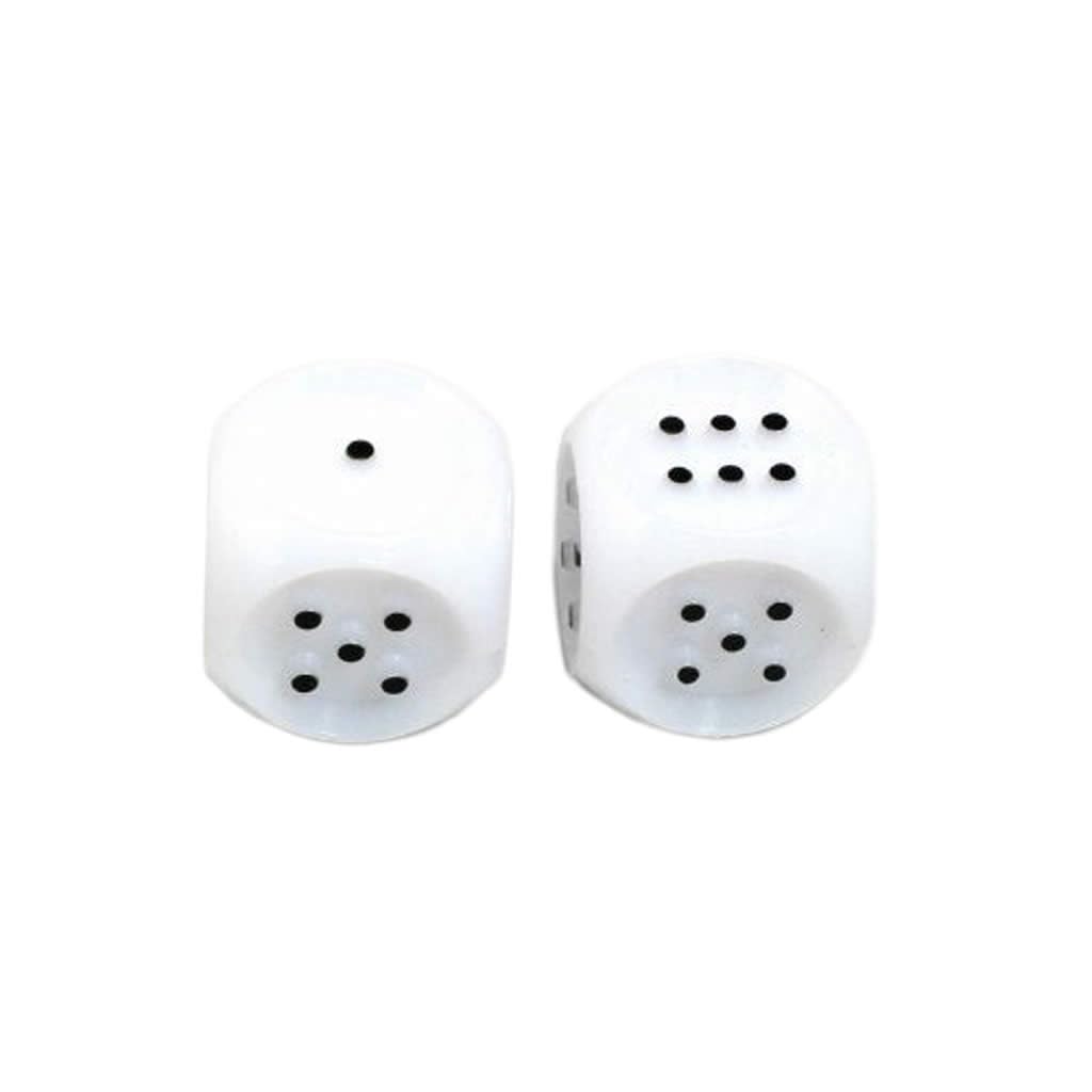 White Tactile Dice with Raised Black Pips D6 20mm (25/32in) Pack of 2 Dice Koplow Games