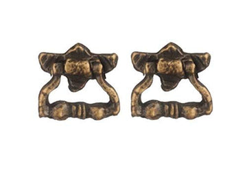 Dollhouse Antique Brass Knocker Handles Drawer Pulls Miniature 1:12 Scale