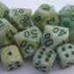 Chessex Dice Sets: Marble Green Multi-Color Swirl with Dark Green Pips - Ten Sided Die d10 Set (10)