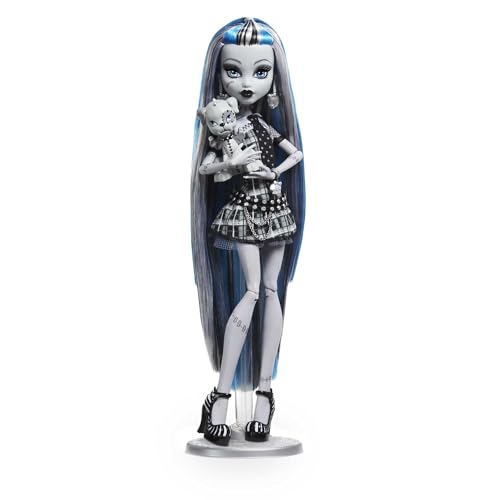 Monster High Reel Drama Doll, Frankie Stein in Black and White, Collectible Reproduction with Doll-Size and Life-Size Posters, Horror Flick Theme