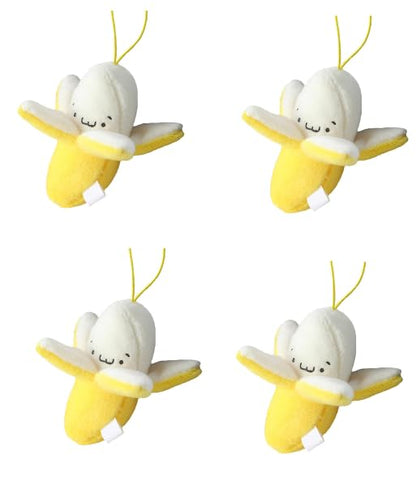 Jinshining 4Pcs Yellow Cute Stuffed Banana Shape Cartoon Doll PP Cotton Soft Doll Plush Pendant Birthday Gift for Decoration 1.97 inches Car Keychain