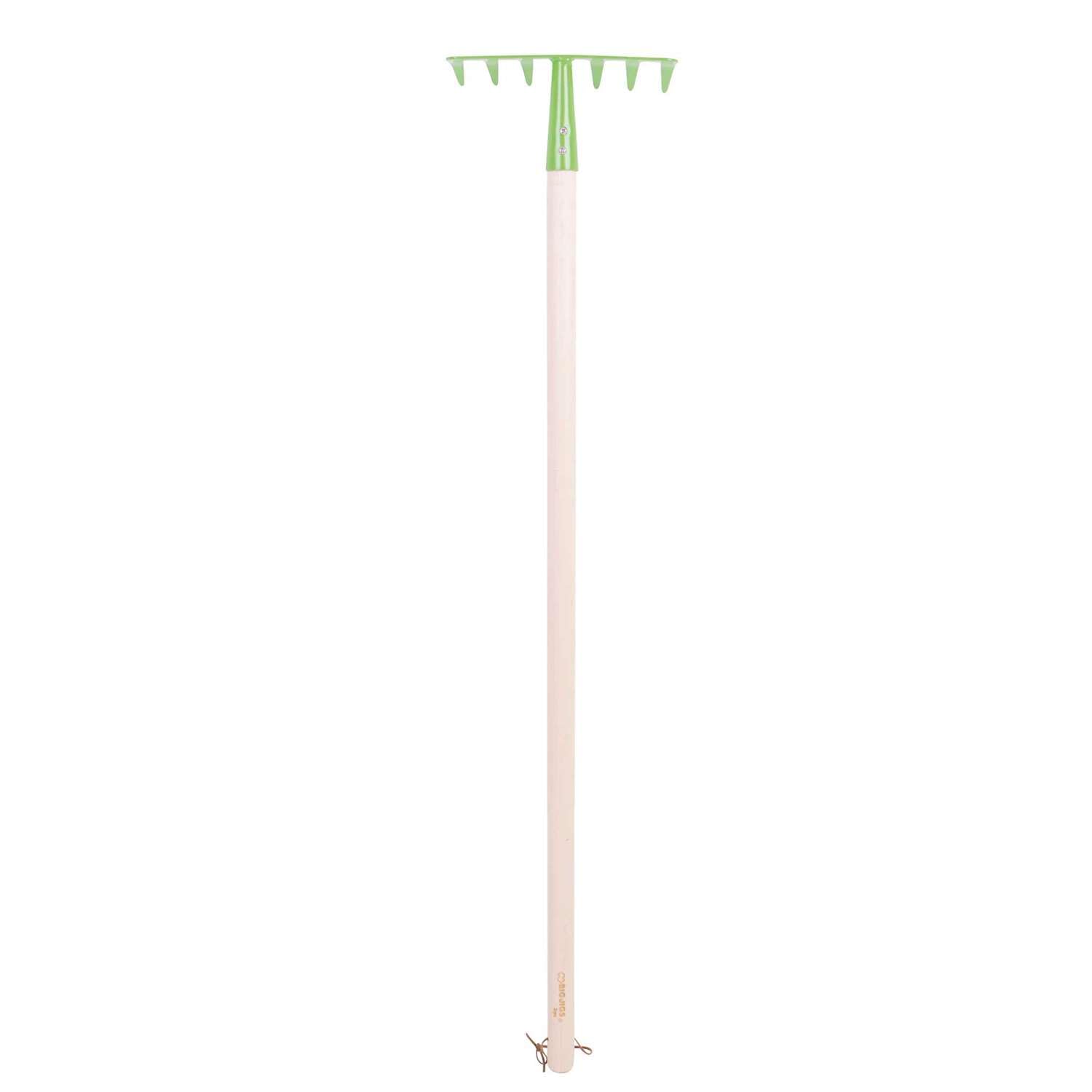 Bigjigs Toys Children's Long Handled Gardening Soil Rake with Wooden Handle - Garden Tools and Accessories