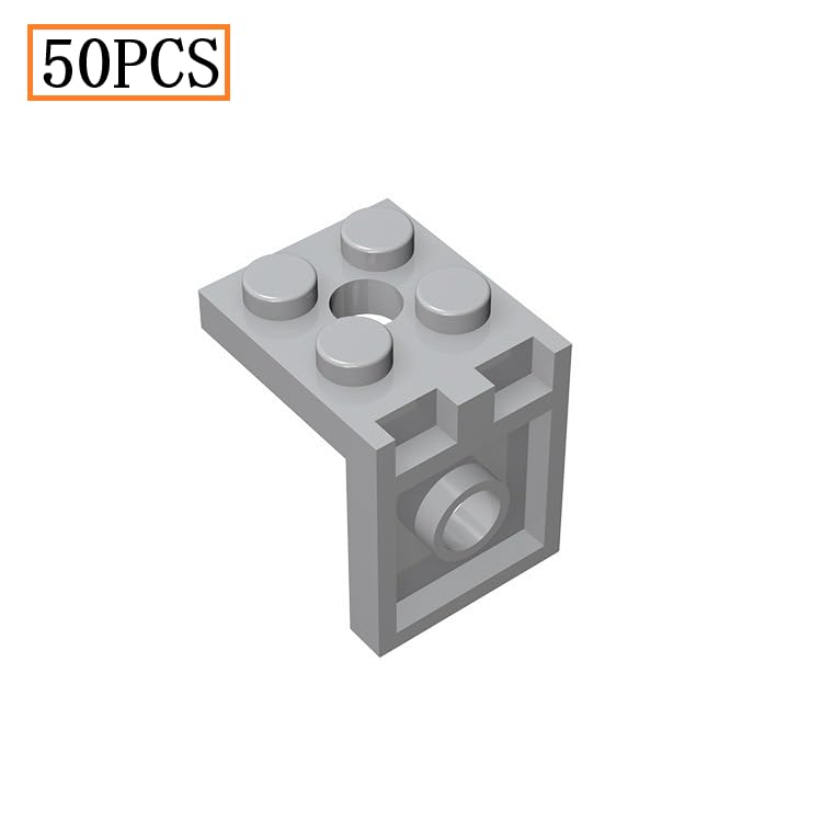 YUJHITP Display Stand for Mini Figure, 50 Piece Classic Light Gray Bracket Plate Bulk, Compatible with Lego Parts and Pieces(Color: Light Gray)