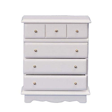 Dollhouse White Chest of Drawers Miniature 1:12 Wooden Bedroom Furniture