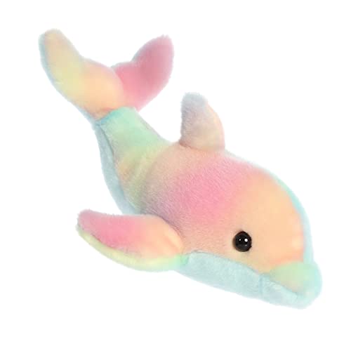 Aurora® Adorable Mini Flopsie™ Dolphin Stuffed Animal - Playful Ease - Timeless Companions - Rainbow 8 Inches
