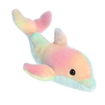 Aurora® Adorable Mini Flopsie™ Dolphin Stuffed Animal - Playful Ease - Timeless Companions - Rainbow 8 Inches