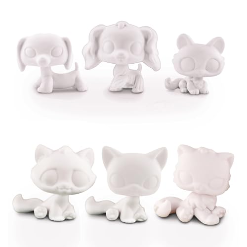 diylpshome 6Pcs Mini Pet Figure Base, Ideal for DIY Paint & Model Kits,Custom DIY Collie Dachshund Great Dane Cocker Spaniel Tabby Cat Sitting Cat