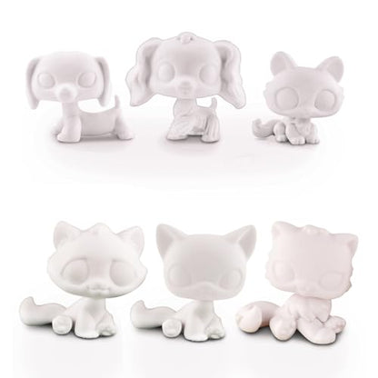 diylpshome 6Pcs Mini Pet Figure Base, Ideal for DIY Paint & Model Kits,Custom DIY Collie Dachshund Great Dane Cocker Spaniel Tabby Cat Sitting Cat