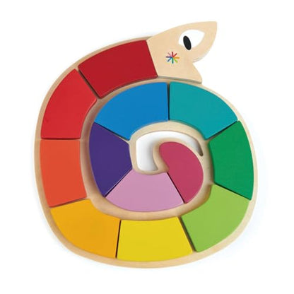 Tender Leaf Toys - Colour Me Happy - 13 Pieces Educational Colour Sorting Wooden Puzzle Toy with 3 Dimensional Shapes Underneath - Early Learning