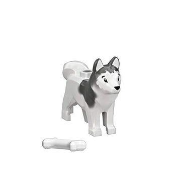 Lego Animal Minifigure Husky Arctic Sled Dog with Bone (Aprox. 1" inch Size)