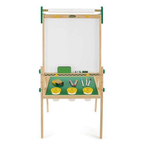 Crayola Wooden Art Easel for Kids, 2-in-1 Dry Erase Board & Chalkboard, Gifts for Toddlers, Ages 3, 4, 5