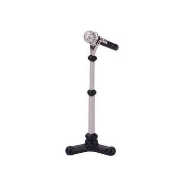 1Pcs Black 1/12 Dollhouse Miniature Accessories,Metal Microphone with Stand, Dollhouse Microphone Music Room Recording Room Studio Decoration Present