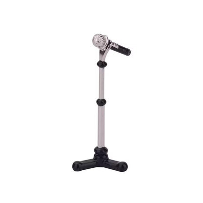 1Pcs Black 1/12 Dollhouse Miniature Accessories,Metal Microphone with Stand, Dollhouse Microphone Music Room Recording Room Studio Decoration Present