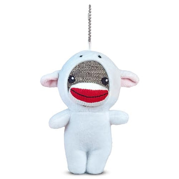 Made By Aliens Adorable 6 inch Easter Sock Monkey Plush Toy Sheep Costume - Soft Stuffed Animal for Kids & Collectors for Birthdays, Holidays, Springs