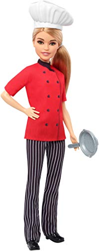 Barbie Chef Doll, Petite, Dressed in Chef-Inspired Coat with Frying Pan, Chef's Hat and Blonde Hair, Gift for 3 to 7 Year Olds