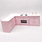 EatingBiting 1:12 Dollhouse Miniature Furniture Kitchen Wooden Pink Combination Cabinet Sink Counters 1/12 Scale Dollhouse Miniature Furniture Deluxe