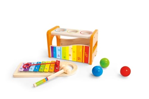 Hape Pound & Tap Bench with Slide Out Xylophone - Award Winning Durable Wooden Musical Pounding Toy for Toddlers