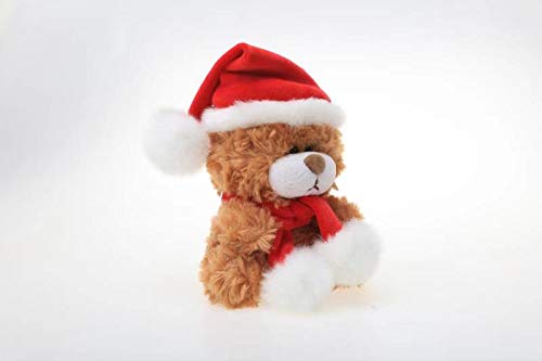 Plushland Adorable Soft and Hairy Santa Teddy Bear, Stuffed Animal -Holiday Toys - Xmas Party Favors for Kids (Christmas Qbeba Bear Brown)