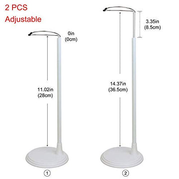 ZITA ELEMENT 2 Pcs Adjustable Doll Stand Support Base for 14-18 Inch Dolls - White