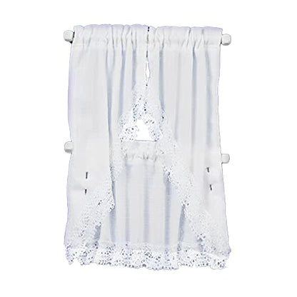 Melody Jane Dollhouse White Kitchen Curtains & Valance on Rail Miniature Window Accessory